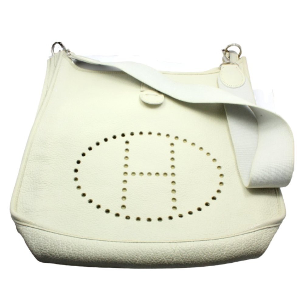Authentic! Hermes Evelyne Parchment White Clemence Leather GM Handbag Pu…